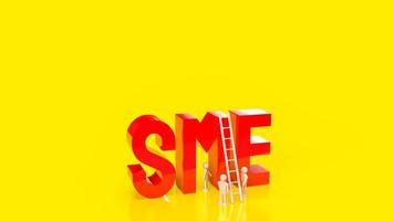 The red sme text on yellow background for business concept 3d rendering photo