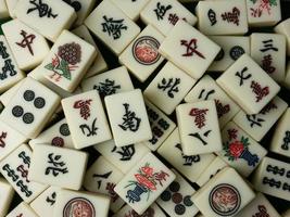 The mahjong  is Chinese board game  top view image photo