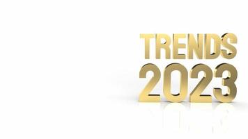 trends 2023 gold text on white background 3d rendering photo
