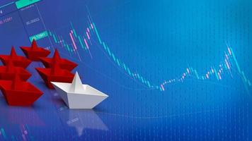 white paper boat and red  for business concept 3d rendering photo