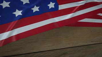 The Usa flag on wood table for Independence Day background 3d rendering photo