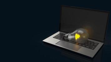 The notebook and light bulb for business or creative concept 3d rendering photo
