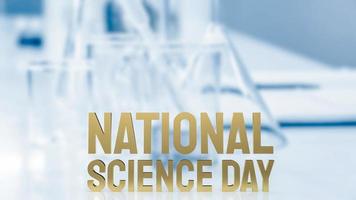 The  national science day gold text on lab background for sci concept 3d rendering photo