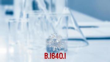 The clear virus and red text b.1640.1 on lab background  3d rendering photo