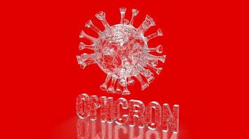 The virus omicron on red background for covid 19 or medical concept 3d rendering photo
