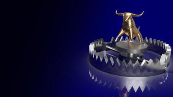 toro de oro en la trampa para la representación 3d del concepto de negocio foto