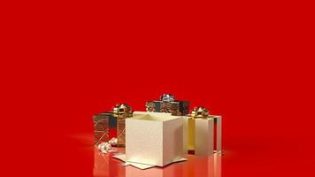 The gift boxes on red background for sale promotion business content 3d rendering photo