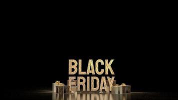 Black Friday gold text and gift boxes for offer or promotion shopping concept  3d rendering photo