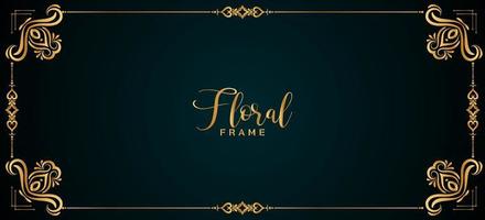 Decorative elegant golden floral frame border banner design vector