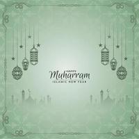 Religious Happy Muharram festival and Islamic new year background vector
