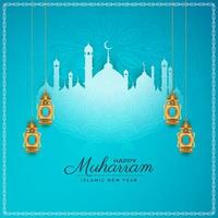 feliz muharram y fondo decorativo de año nuevo islámico vector