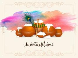 Happy janmashtami festival colorful celebration background design vector