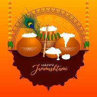 feliz krishna janmashtami festival celebración diseño de fondo vector