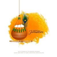 Happy janmashtami Hindu traditional festival background design vector