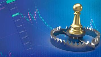 The gold chess on bear trap for business concept 3d rendering photo