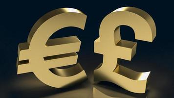 The gold euro and pound symbol for business concept 3d rendering photo