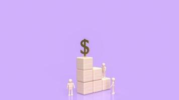 The gold dollar symbol and wood cube for business concept 3d rendering photo