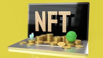 The nft or Non Fungible Token for art and technology concept 3d rendering photo