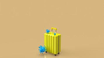 suitcase and virus for travel or medical concept 3d rendering photo