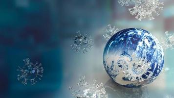 The world and virus for covid 19 or out break concept 3d rendering photo