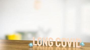 The long covid text and virus for medical or outbreak  concept 3d rendering photo
