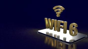 el wifi6 dorado en el teléfono inteligente para internet o tecnología concepto 3d renderizado foto