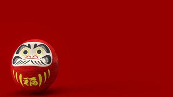 The daruma Japanese doll on red background 3d rendering photo