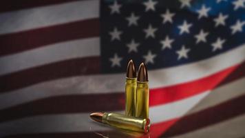 la bala en la bandera de EE. UU. para la ley o el concepto de crimen 3d renderizado foto