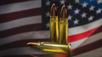 The bullet on Usa flag for law or crime concept 3d rendering photo