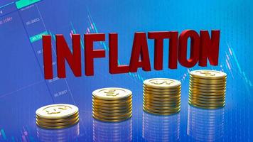 The red inflation and gold coins on business background 3d rendering photo