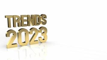 trends 2023 gold text on white background 3d rendering photo
