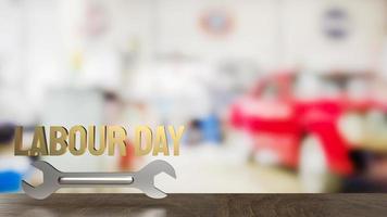 The labour day word and wrench for holiday concept 3d rendering photo