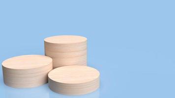 The wood podium on blue background for present or advertising concept 3d rendering photo