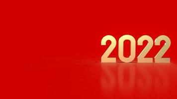 gold 2022 on red background for new year  concept 3d rendering photo