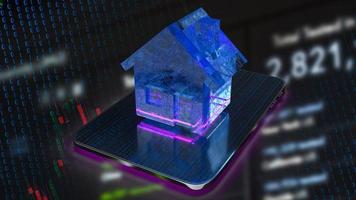 home on tablet for property or business concept 3d rendering photo