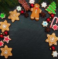 Christmas ginger and honey colorful cookies photo