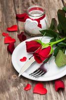 festive table setting for valentines day photo