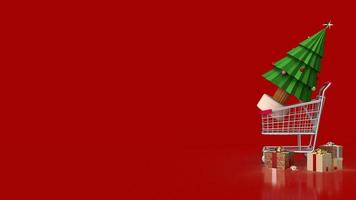 The Christmas in shopping cart for holiday marketing concept 3d rendering photo
