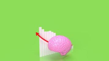 The brain and chart arrow up for sci or education concept 3d rendering photo