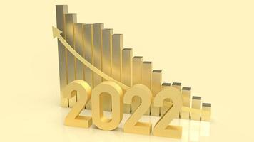 The gold number 2022 and chart for business concept 3d rendering photo