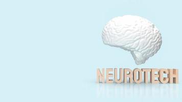 The white brain and wood text neueotech for sci or medical concept 3d rendering photo
