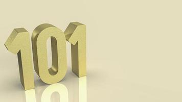 101 gold number for beginner concept 3d rendering photo