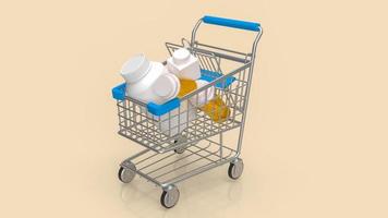 The drug in shopping cart for medical or drug concept 3d rendering photo