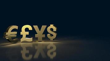 The gold money symbol on black background for business concept 3d rendering photo