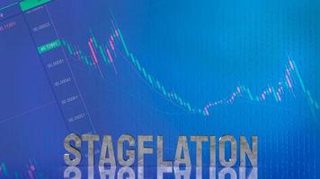 The stagflation  text on chart for business concept 3d rendering photo