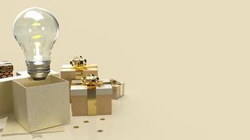 The gold gift boxes and light bulb for creative concept 3d rendering photo