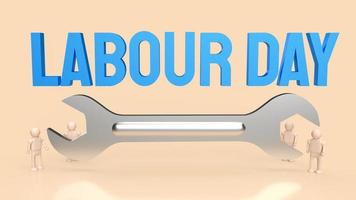 The labour day word and wrench for holiday concept 3d rendering photo