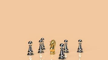 The gold unicorn and silver chess for business background 3d rendering photo