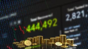 The  gold coins and chart background for business concept 3d rendering photo