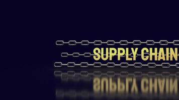 The metal chain and gold text supply chain for business or abstract  background  concept 3d rendering photo